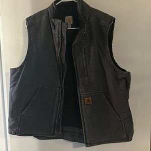 Mens Sherpa lined carhartt vest size large color grey